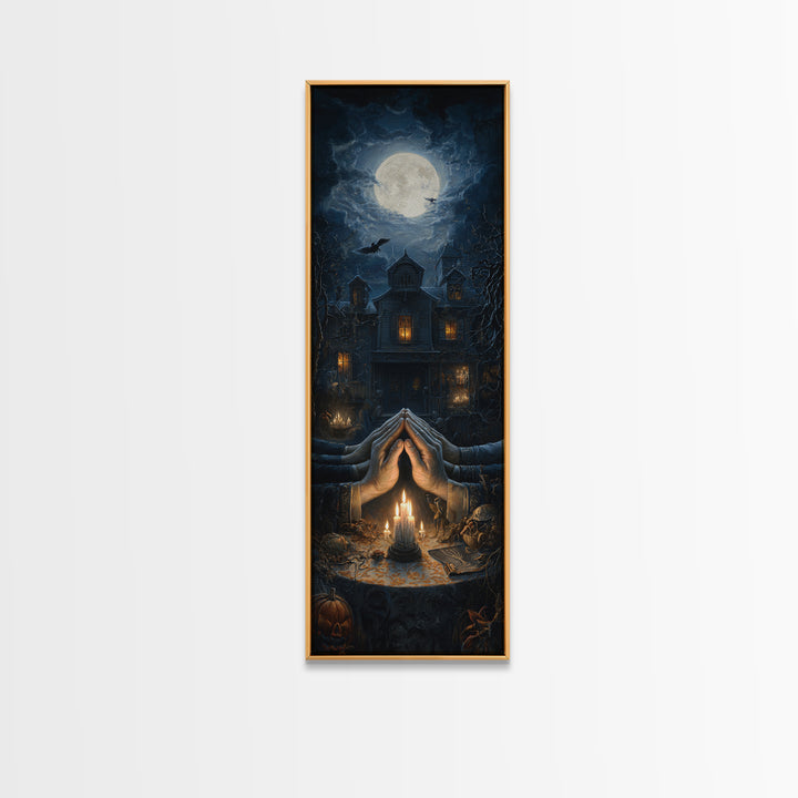 The Candlelit Seance, Tall Narrow Wall Art, Dark Fantasy Wall Art, Canvas Print, Halloween Wall Decor, Gothic Home Decor, Halloween Decor