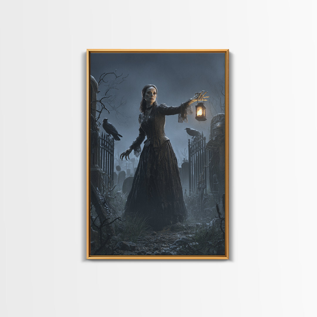The Graveyard Dance, Vertical Wall Art, Dark Fantasy Wall Art, Canvas Print, Halloween Wall Decor, Gothic Home Decor, Statement Wall Art