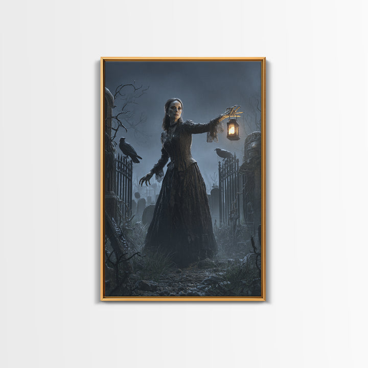 The Graveyard Dance, Vertical Wall Art, Dark Fantasy Wall Art, Canvas Print, Halloween Wall Decor, Gothic Home Decor, Statement Wall Art