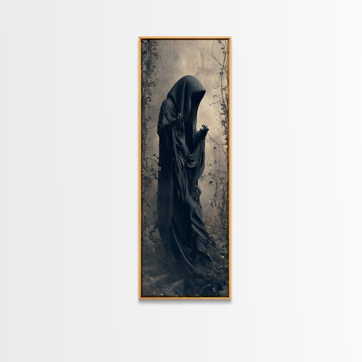 The Haunted Hayride, Tall Narrow Wall Art, Gothic Horror Wall Art, Framed Canvas Print, Halloween Wall Decor, Gothic Home Decor