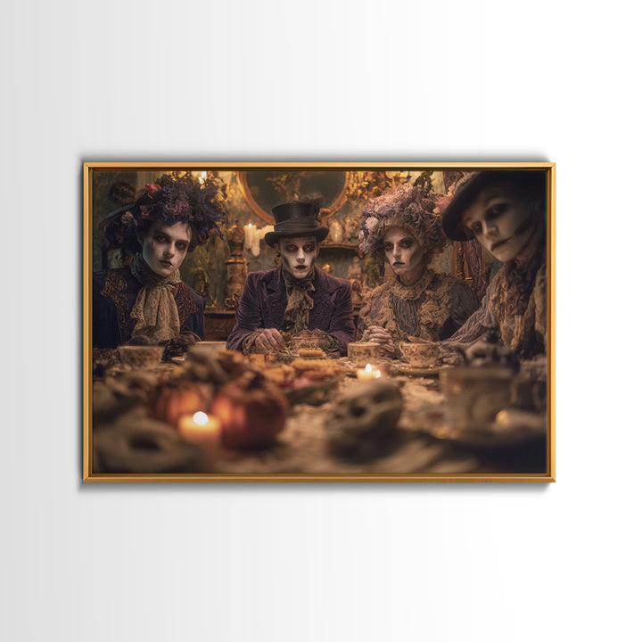 The Zombie Picnic, Landscape Wall Art, Gothic Horror Wall Art, Framed Canvas Print, Halloween Wall Decor, Gothic Home Decor