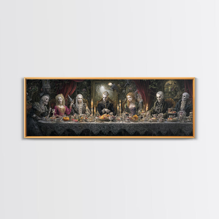 The Zombie Picnic, Extra Wide Wall Art, Dark Halloween Decor, Canvas Print, Halloween Wall Decor, Gothic Home Decor, Spooky Wall Decor