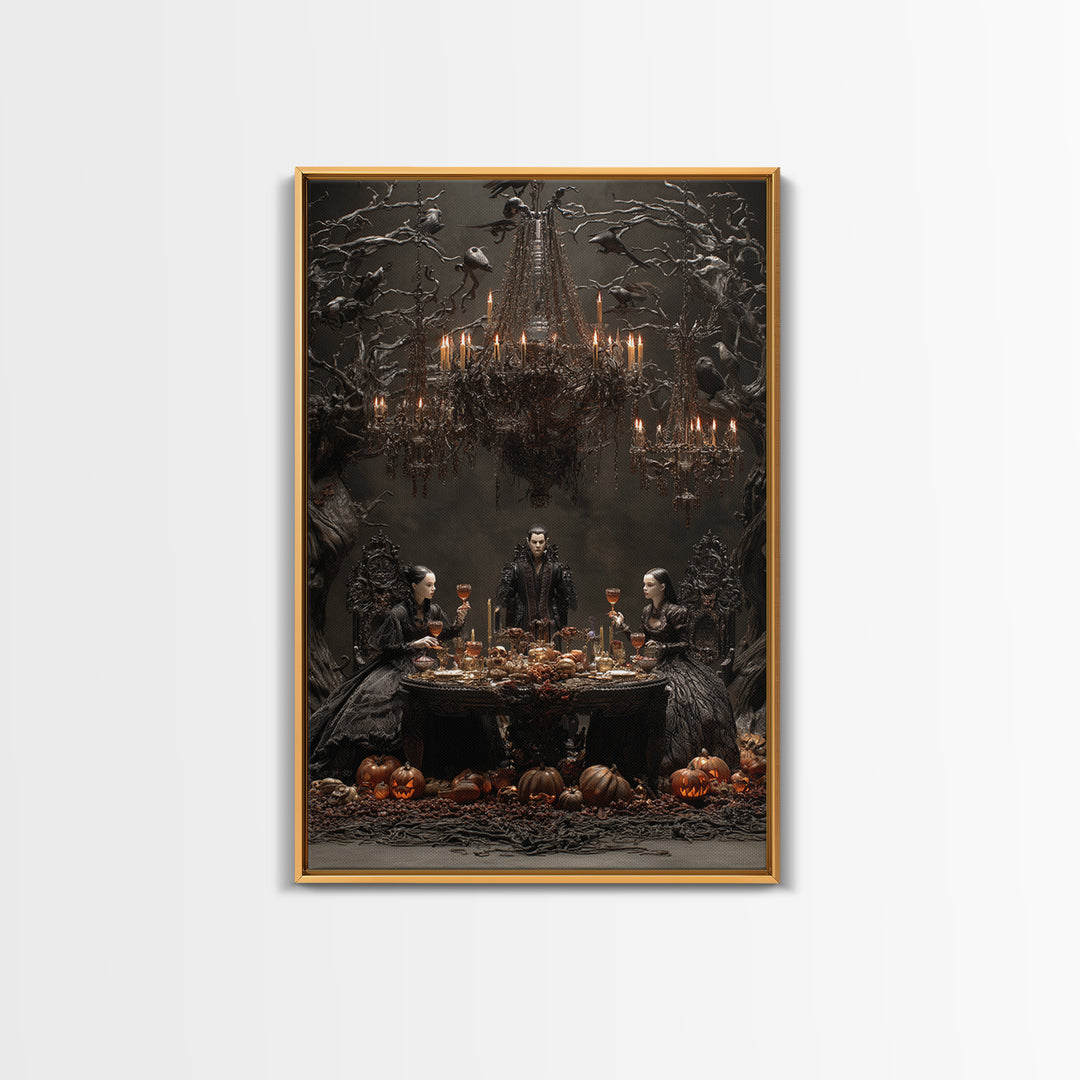 The Vampire Banquet, Vertical Wall Art, Dark Fantasy Wall Art, Canvas Print, Halloween Wall Decor, Gothic Home Decor, Spooky Wall Decor
