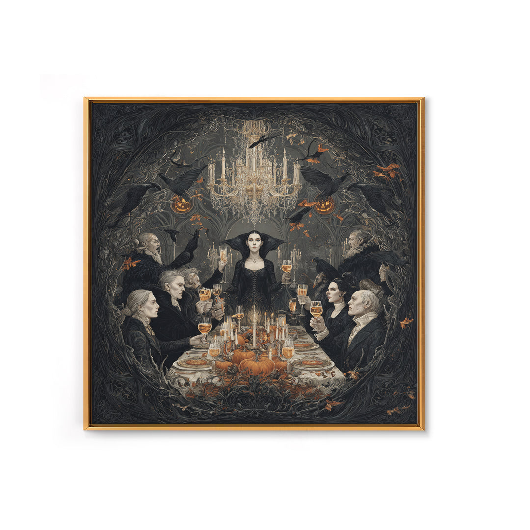 The Vampire Banquet, Square Wall Art, Dark Fantasy Wall Art, Canvas Print, Halloween Wall Decor, Gothic Home Decor, Seasonal Home Decor