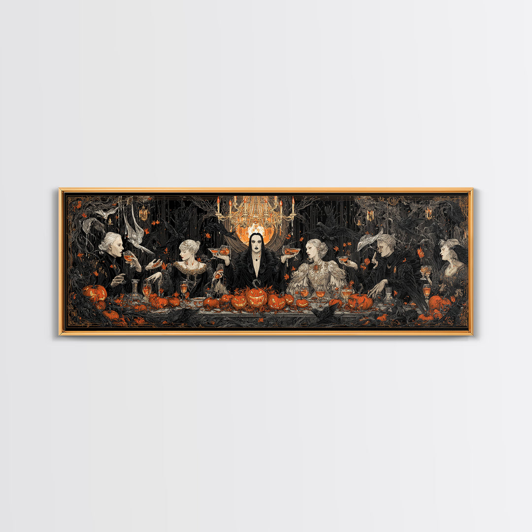 The Vampire Banquet, Extra Wide Wall Art, Dark Halloween Decor, Canvas Print, Halloween Wall Decor, Gothic Home Decor, Macabre Wall Art