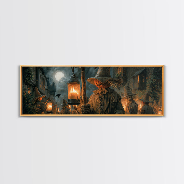 The Scarecrow Uprising, Extra Wide Wall Art, Spooky Home Decor, Canvas Print, Halloween Wall Decor, Gothic Home Decor, Statement Wall Art