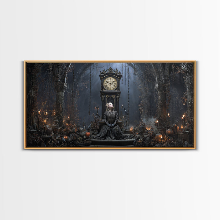 The Thirteenth Bell, Wide Panoramic Art, Macabre Wall Art, Framed Canvas Print, Halloween Wall Decor, Gothic Home Decor, Horror Wall Art