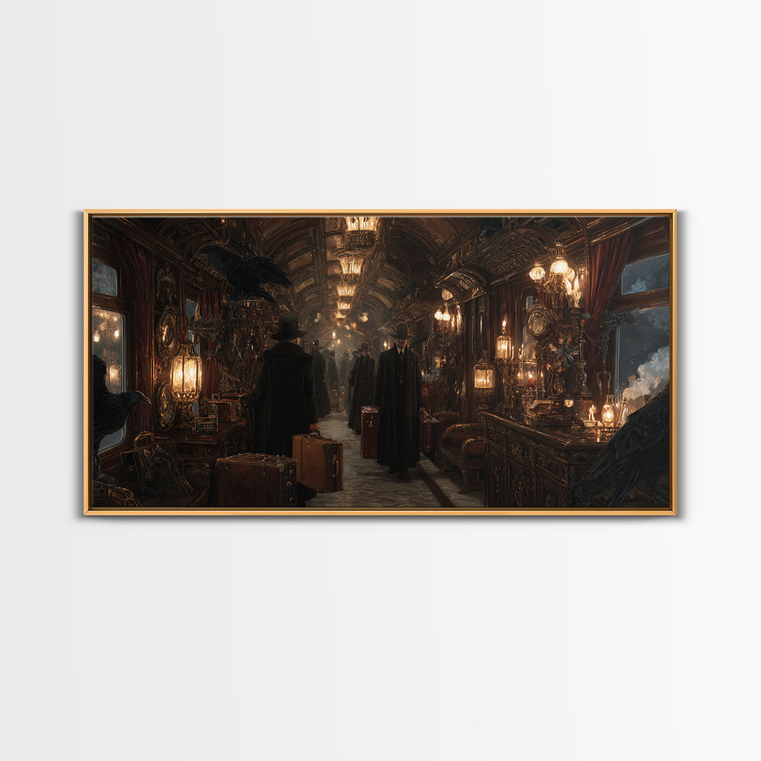The Ghost Train Arrival, Wide Panoramic Art, Dark Fantasy Wall Art, Canvas Print, Halloween Wall Decor, Gothic Home Decor