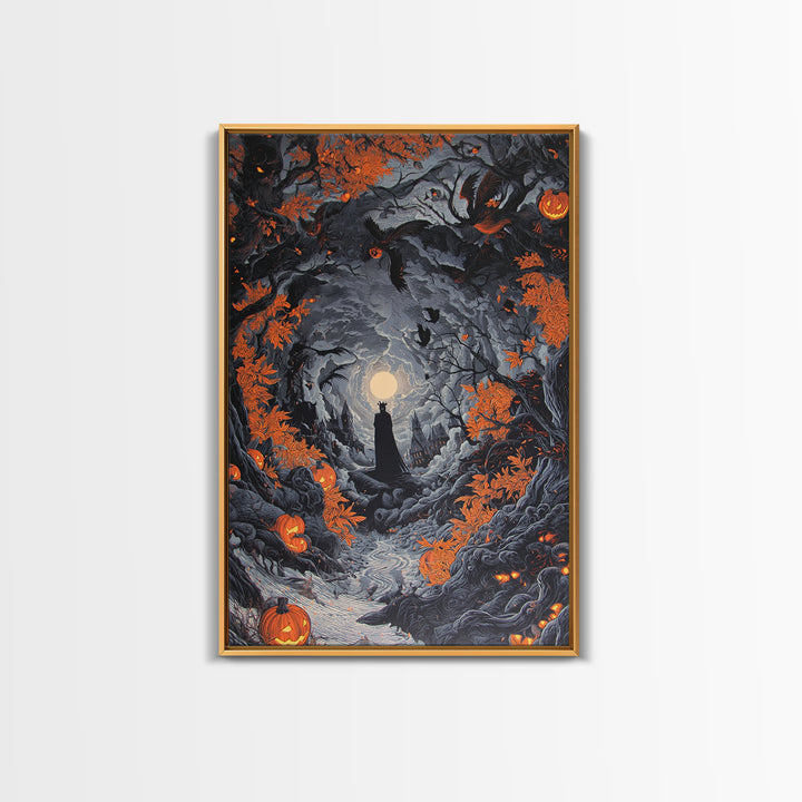 The Halloween Storm, Vertical Wall Art, Gothic Horror Wall Art, Framed Canvas Print, Halloween Wall Decor, Gothic Home Decor