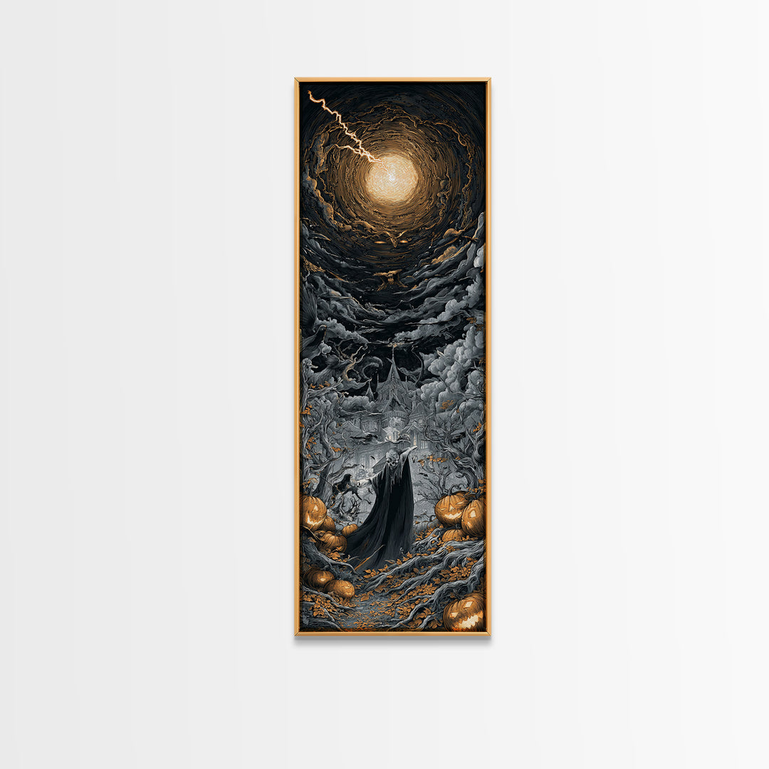 The Halloween Storm, Tall Narrow Wall Art, Dark Halloween Decor, Canvas Print, Halloween Wall Decor, Gothic Home Decor