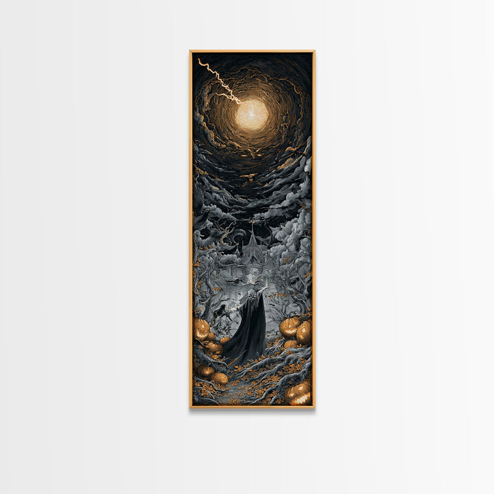 The Halloween Storm, Tall Narrow Wall Art, Dark Halloween Decor, Canvas Print, Halloween Wall Decor, Gothic Home Decor