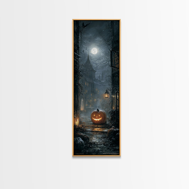 The First Frost Awakening, Tall Narrow Wall Art, Gothic Horror Wall Art, Framed Canvas Print, Halloween Wall Decor, Gothic Home Decor