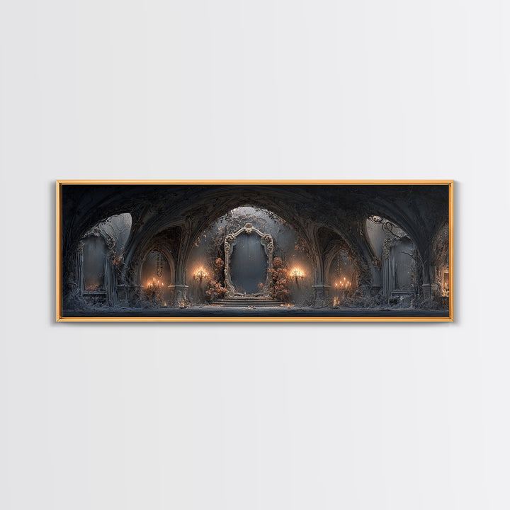 The Cursed Mirror, Extra Wide Wall Art, Gothic Horror Wall Art, Framed Canvas Print, Halloween Wall Decor, Gothic Home Decor
