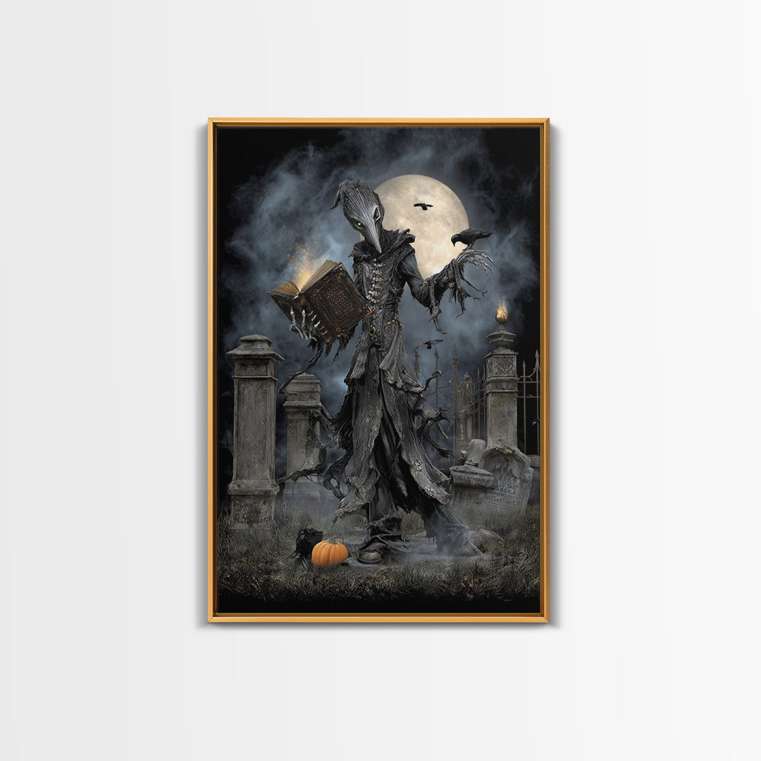 The Living Spellbook, Vertical Wall Art, Dark Fantasy Wall Art, Canvas Print, Halloween Wall Decor, Gothic Home Decor, Seasonal Home Decor