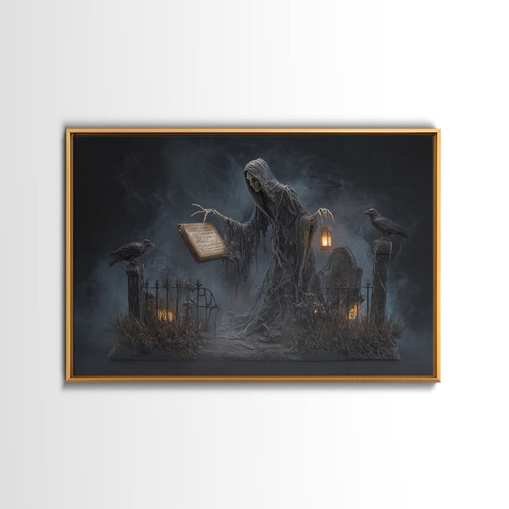The Living Spellbook, Landscape Wall Art, Haunted Gothic Art, Framed Canvas Print, Halloween Wall Decor, Gothic Home Decor