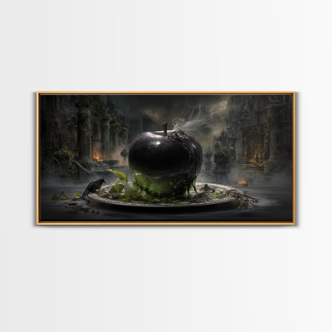 The Poisoned Apple, Wide Panoramic Art, Dark Fantasy Wall Art, Canvas Print, Halloween Wall Decor, Gothic Home Decor, Horror Wall Art