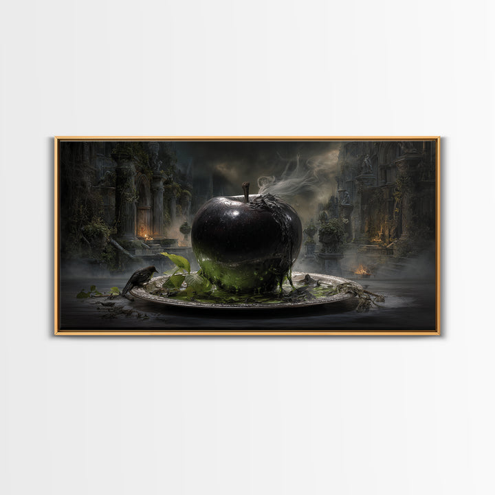 The Poisoned Apple, Wide Panoramic Art, Dark Fantasy Wall Art, Canvas Print, Halloween Wall Decor, Gothic Home Decor, Horror Wall Art