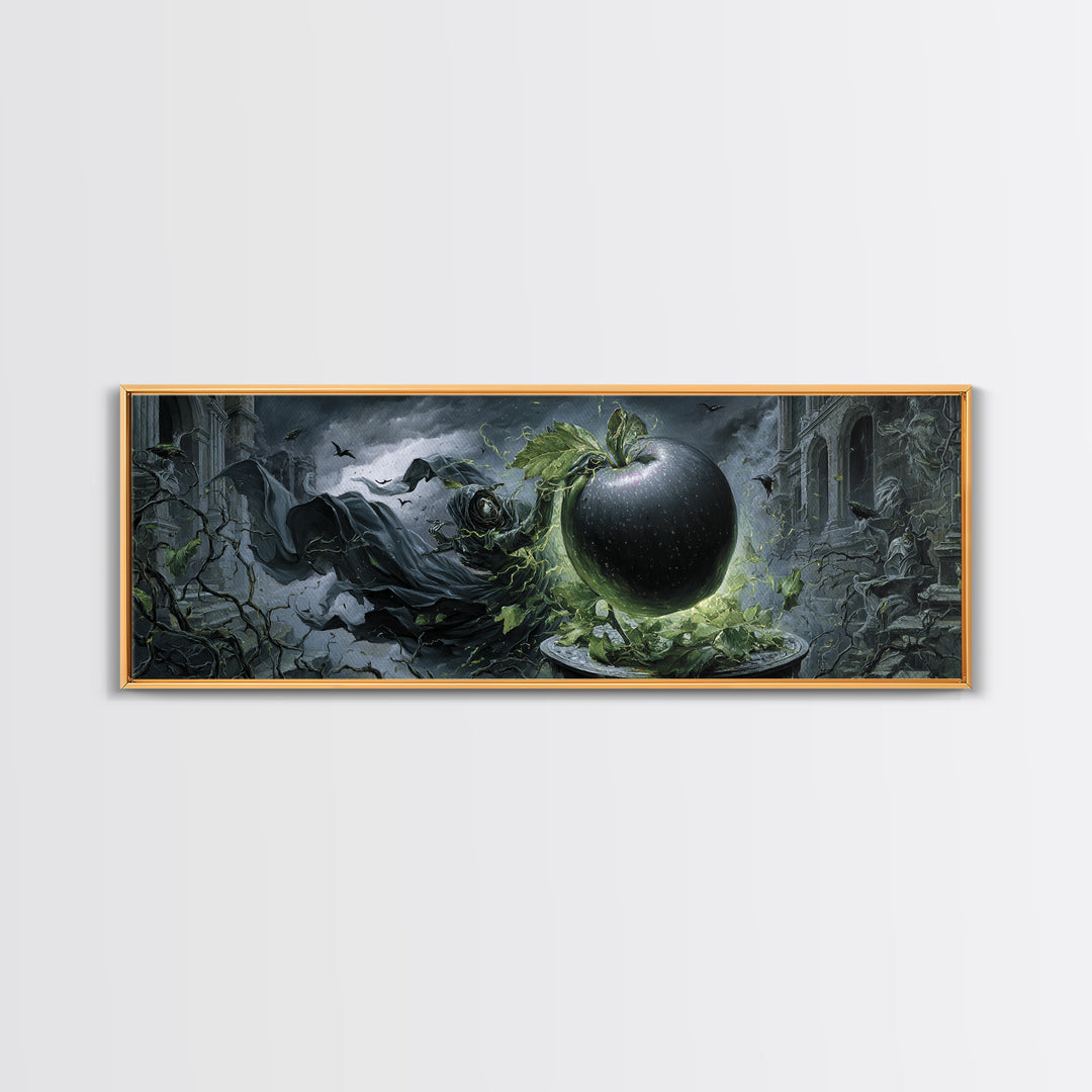The Poisoned Apple, Extra Wide Wall Art, Dark Fantasy Wall Art, Canvas Print, Halloween Wall Decor, Gothic Home Decor, Statement Wall Art