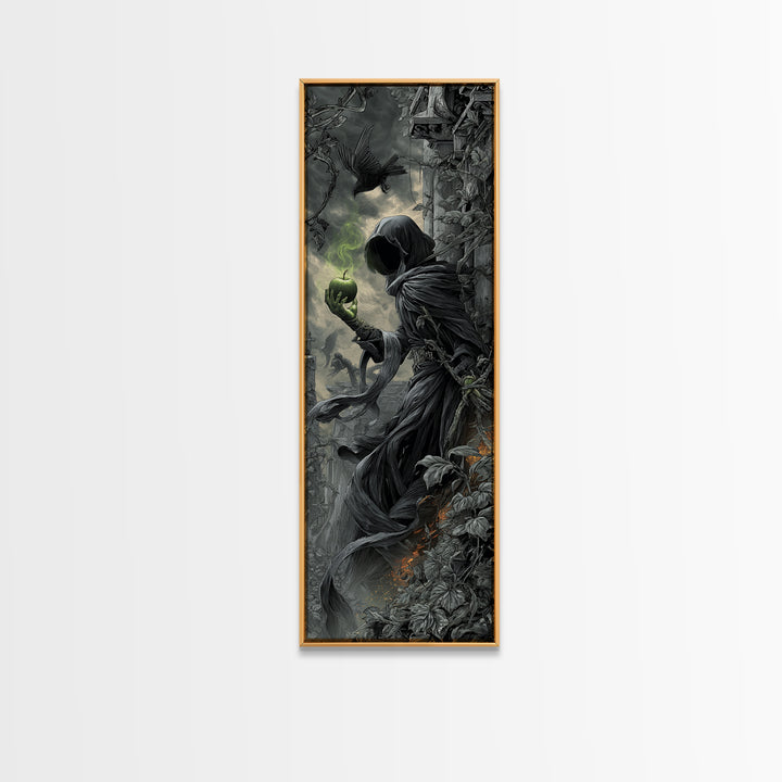 The Poisoned Apple, Tall Narrow Wall Art, Haunted Gothic Art, Framed Canvas Print, Halloween Wall Decor, Gothic Home Decor, Halloween Decor