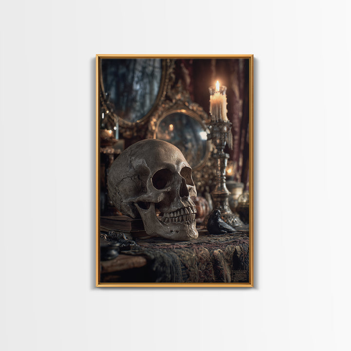 The Talking Skull, Vertical Wall Art, Dark Halloween Decor, Canvas Print, Halloween Wall Decor, Gothic Home Decor, Spooky Wall Decor