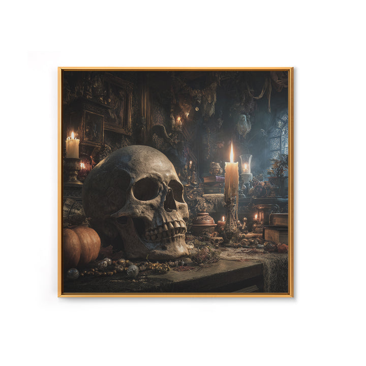 The Talking Skull, Square Wall Art, Spooky Home Decor, Canvas Print, Halloween Wall Decor, Gothic Home Decor, Halloween Decor