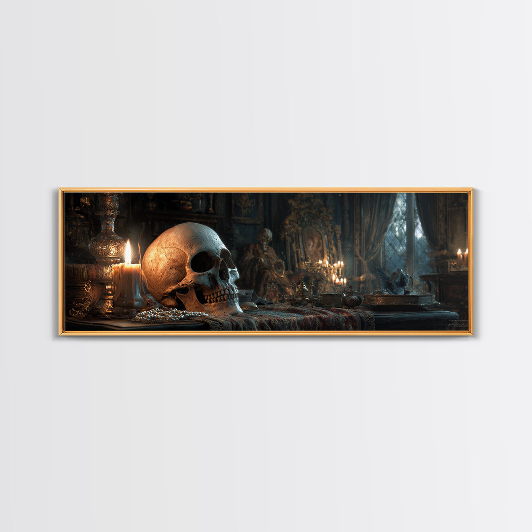 The Talking Skull, Extra Wide Wall Art, Spooky Home Decor, Canvas Print, Halloween Wall Decor, Gothic Home Decor, Statement Wall Art