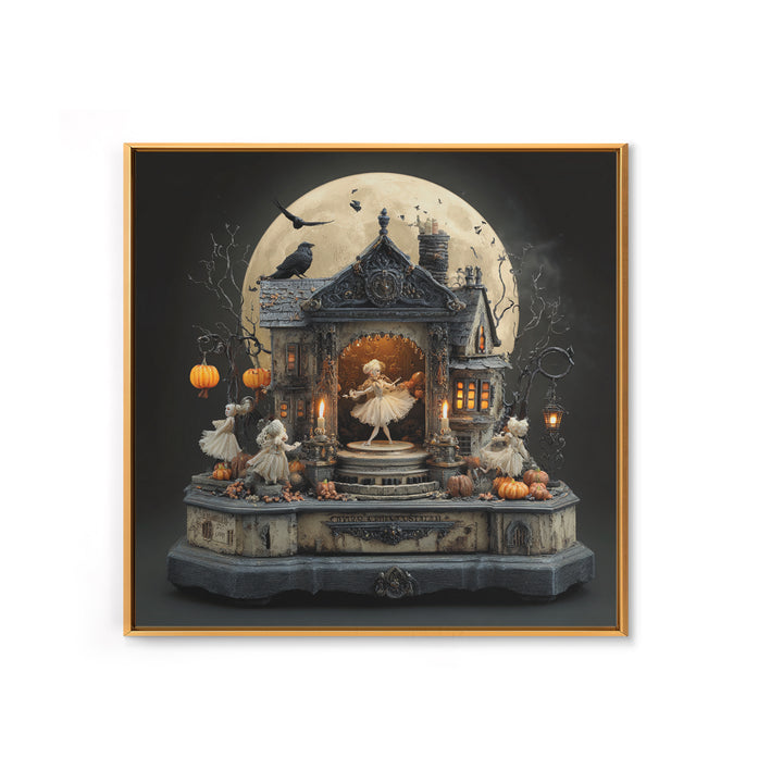 The Haunted Music Box, Square Wall Art, Dark Halloween Decor, Canvas Print, Halloween Wall Decor, Gothic Home Decor, Spooky Wall Decor