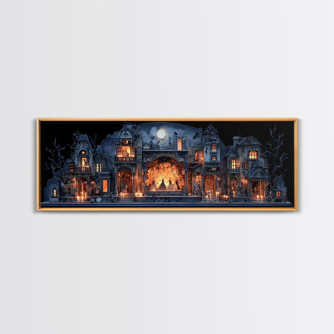 The Haunted Music Box, Extra Wide Wall Art, Spooky Home Decor, Canvas Print, Halloween Wall Decor, Gothic Home Decor, Horror Wall Art