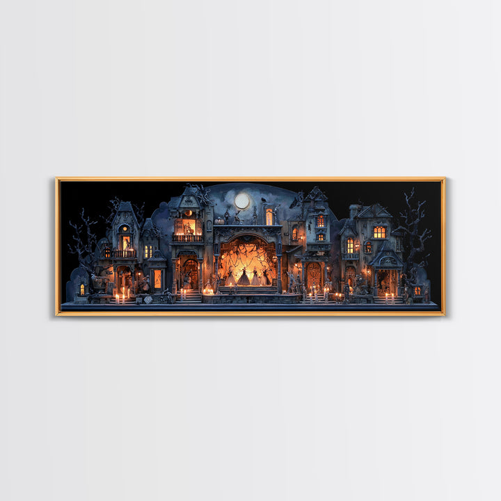 The Haunted Music Box, Extra Wide Wall Art, Spooky Home Decor, Canvas Print, Halloween Wall Decor, Gothic Home Decor, Horror Wall Art