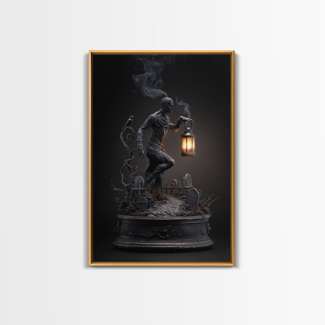 The Black Wax Candle, Vertical Wall Art, Dark Halloween Decor, Canvas Print, Halloween Wall Decor, Gothic Home Decor, Horror Wall Art