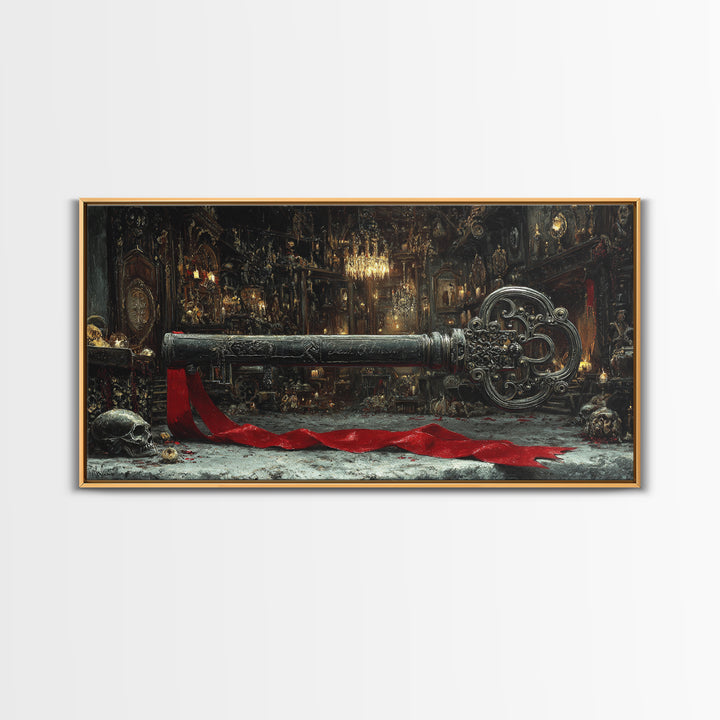 The Coffin Key, Wide Panoramic Art, Dark Halloween Decor, Canvas Print, Halloween Wall Decor, Gothic Home Decor, Statement Wall Art