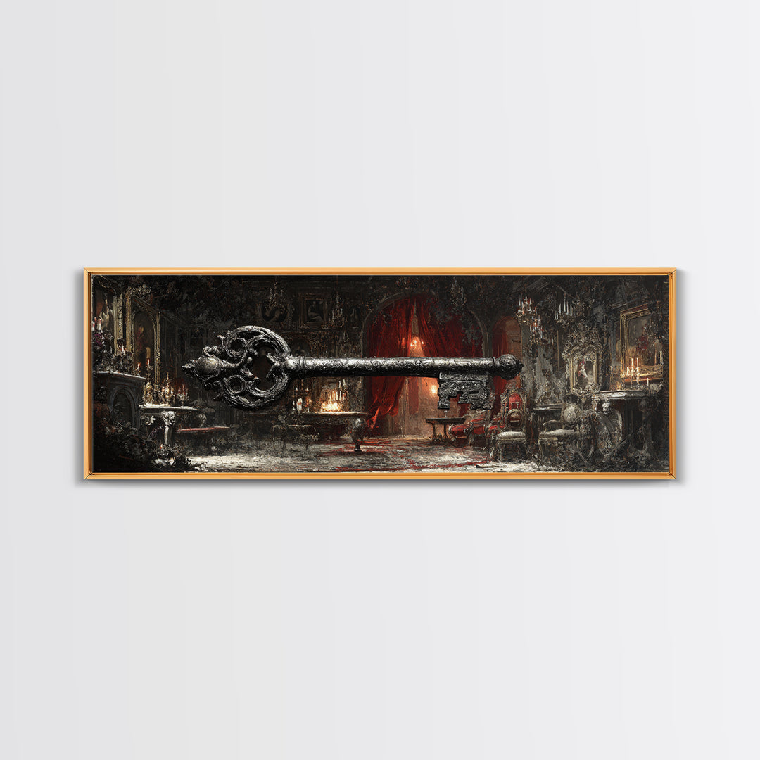 The Coffin Key, Extra Wide Wall Art, Dark Fantasy Wall Art, Canvas Print, Halloween Wall Decor, Gothic Home Decor, Spooky Wall Decor