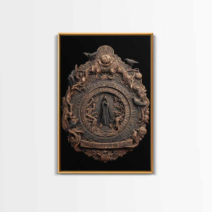 The Antique Spirit Board, Vertical Wall Art, Macabre Wall Art, Framed Canvas Print, Halloween Wall Decor, Gothic Home Decor