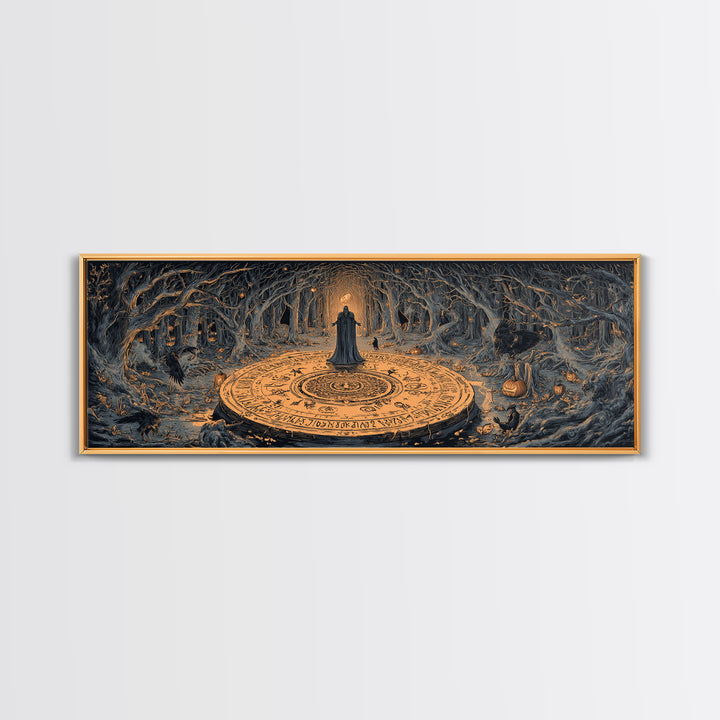 The Antique Spirit Board, Extra Wide Wall Art, Haunted Gothic Art, Framed Canvas Print, Halloween Wall Decor, Gothic Home Decor