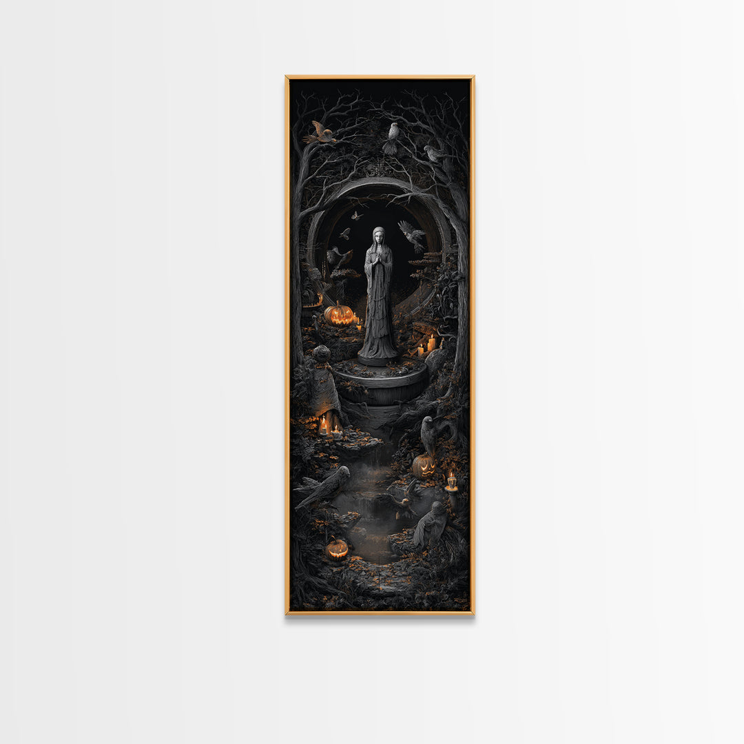 The Antique Spirit Board, Tall Narrow Wall Art, Gothic Horror Wall Art, Framed Canvas Print, Halloween Wall Decor, Gothic Home Decor