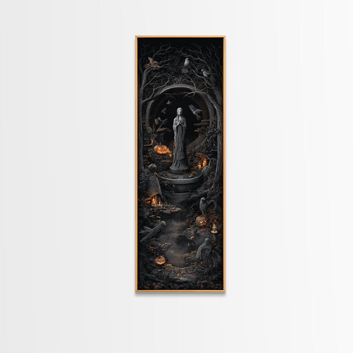 The Antique Spirit Board, Tall Narrow Wall Art, Gothic Horror Wall Art, Framed Canvas Print, Halloween Wall Decor, Gothic Home Decor