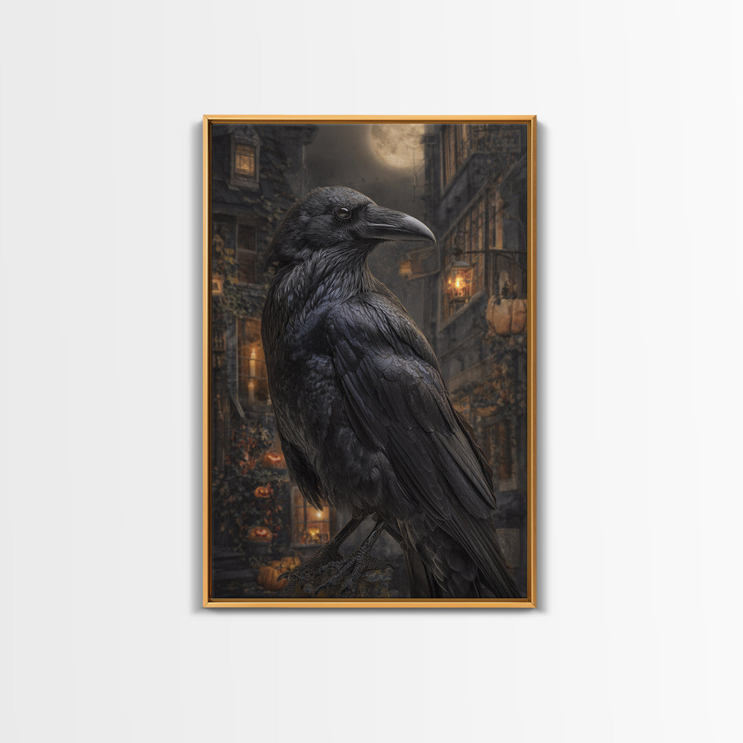 The Raven-Feather Quill, Vertical Wall Art, Dark Halloween Decor, Canvas Print, Halloween Wall Decor, Gothic Home Decor, Dark Fantasy Art