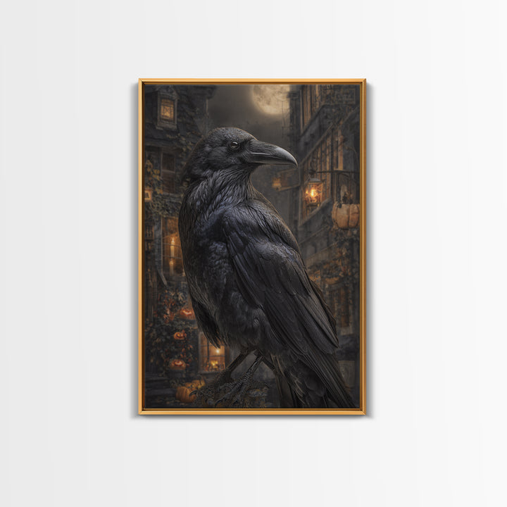 The Raven-Feather Quill, Vertical Wall Art, Dark Halloween Decor, Canvas Print, Halloween Wall Decor, Gothic Home Decor, Dark Fantasy Art
