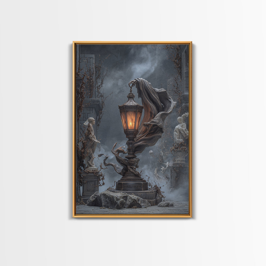 The Bone-Handled Lantern, Vertical Wall Art, Dark Halloween Decor, Canvas Print, Halloween Wall Decor, Gothic Home Decor, Spooky Wall Decor