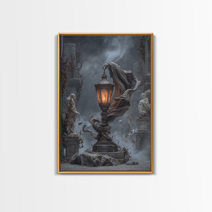 The Bone-Handled Lantern, Vertical Wall Art, Dark Halloween Decor, Canvas Print, Halloween Wall Decor, Gothic Home Decor, Spooky Wall Decor