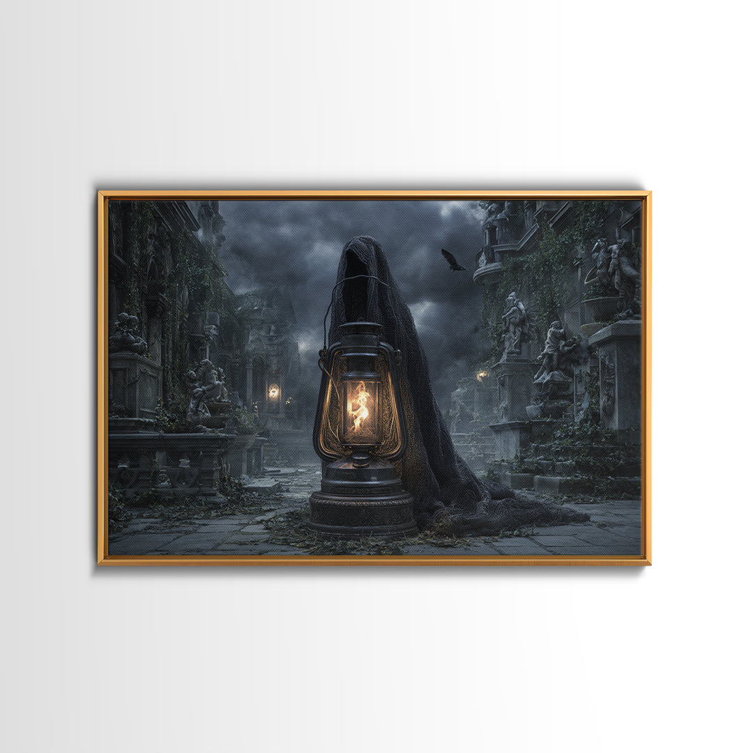 The Bone-Handled Lantern, Landscape Wall Art, Dark Halloween Decor, Canvas Print, Halloween Wall Decor, Gothic Home Decor, Macabre Wall Art