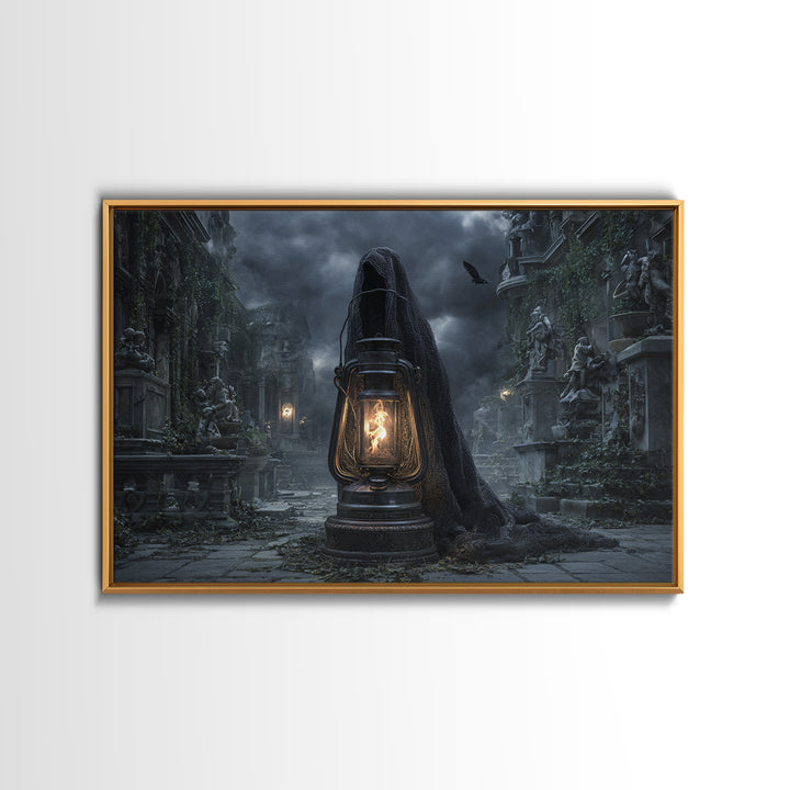The Bone-Handled Lantern, Landscape Wall Art, Dark Halloween Decor, Canvas Print, Halloween Wall Decor, Gothic Home Decor, Macabre Wall Art