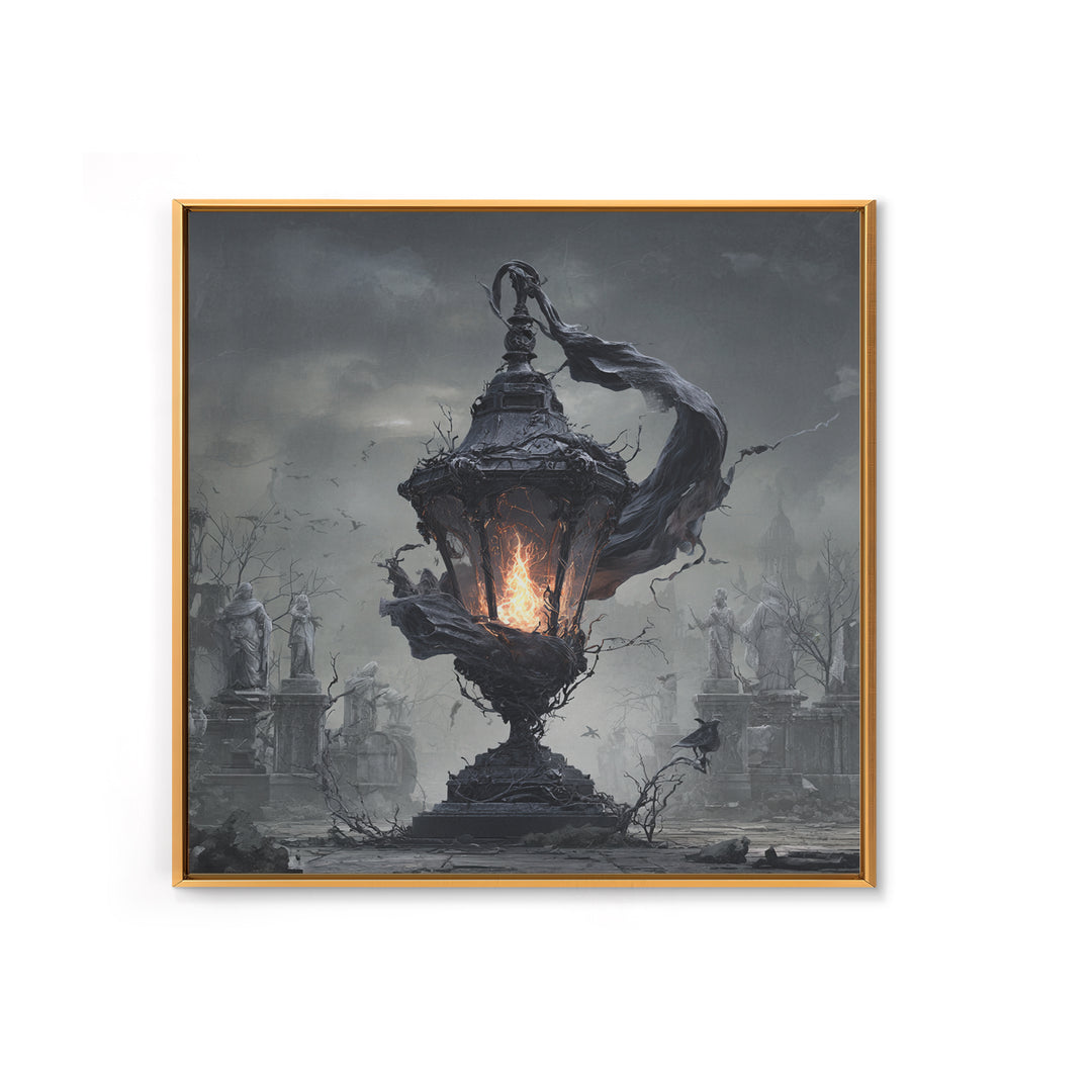 The Bone-Handled Lantern, Square Wall Art, Dark Fantasy Wall Art, Canvas Print, Halloween Wall Decor, Gothic Home Decor