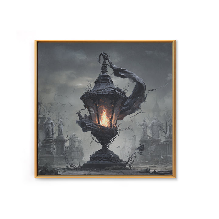 The Bone-Handled Lantern, Square Wall Art, Dark Fantasy Wall Art, Canvas Print, Halloween Wall Decor, Gothic Home Decor