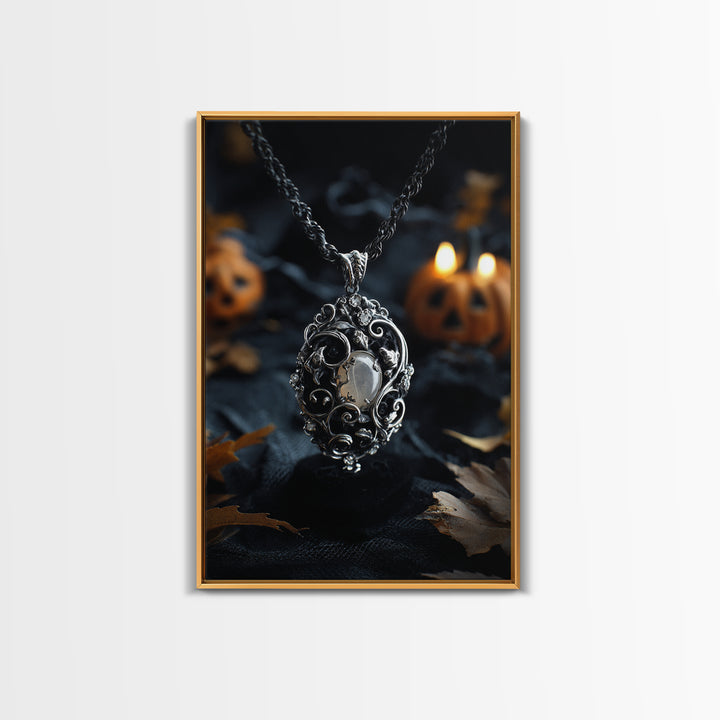 The Moonstone Amulet, Vertical Wall Art, Spooky Home Decor, Canvas Print, Halloween Wall Decor, Gothic Home Decor, Halloween Decor