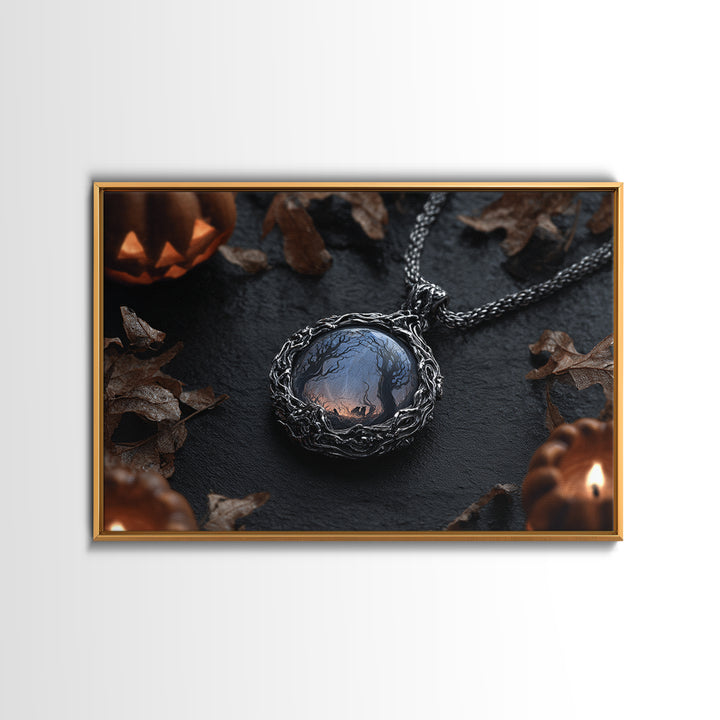 The Moonstone Amulet, Landscape Wall Art, Dark Halloween Decor, Canvas Print, Halloween Wall Decor, Gothic Home Decor, Statement Wall Art
