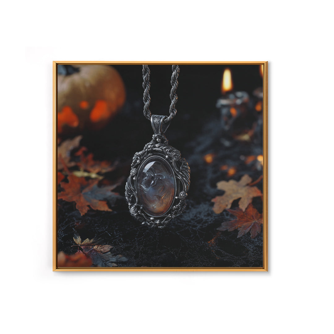 The Moonstone Amulet, Square Wall Art, Spooky Home Decor, Canvas Print, Halloween Wall Decor, Gothic Home Decor, Spooky Wall Decor