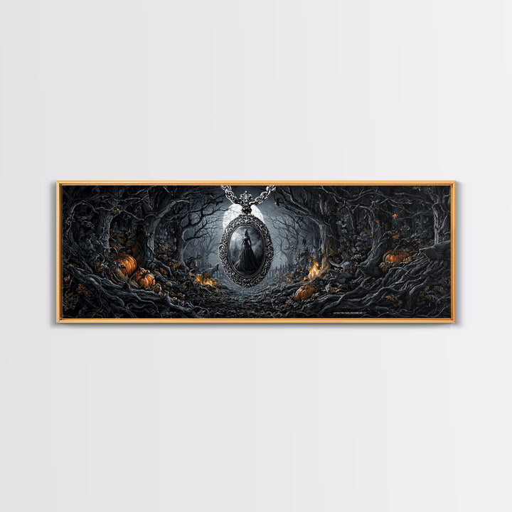 The Moonstone Amulet, Extra Wide Wall Art, Gothic Horror Wall Art, Framed Canvas Print, Halloween Wall Decor, Gothic Home Decor
