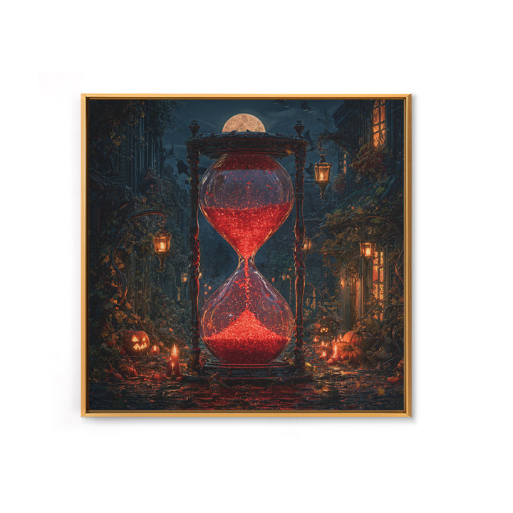 The Crimson Hourglass, Square Wall Art, Dark Halloween Decor, Canvas Print, Halloween Wall Decor, Gothic Home Decor, Horror Wall Art