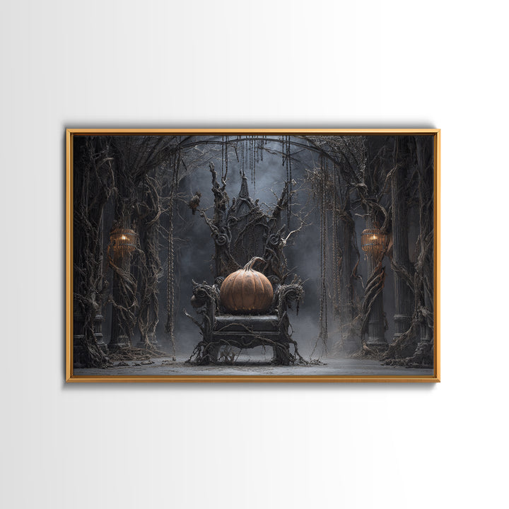 The Jack-O'-Lantern Throne, Landscape Wall Art, Dark Halloween Decor, Canvas Print, Halloween Wall Decor, Gothic Home Decor, Horror Wall Art